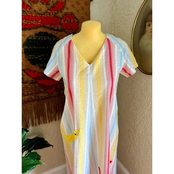 Vintage 1960s Alice of California Striped Kaftan Dress. Maxi Dress Caftan Dress, - Picture 16 of 16